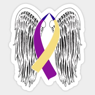 Winged Ribbon Bladder Cancer Sticker